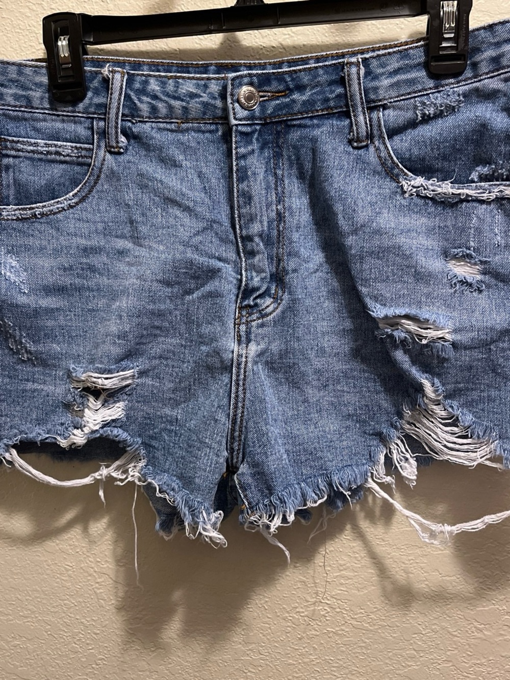 SHEIN Distressed denim shorts with frayed hem 
Both Size Large